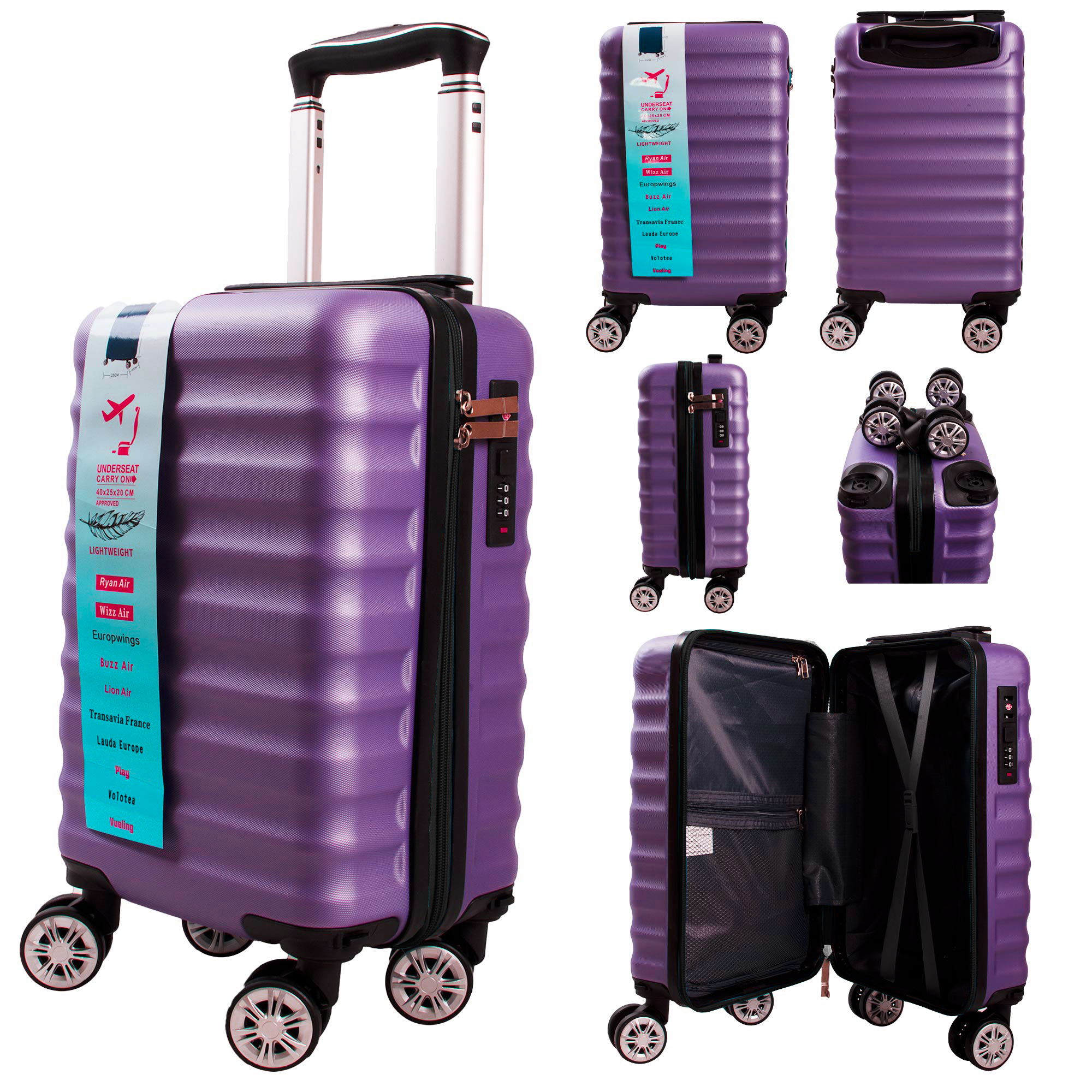 (image for) T-HC-US-1628 DARK PURPLE RYAN AIR CABIN-SIZED TROLLEY SUITCASE